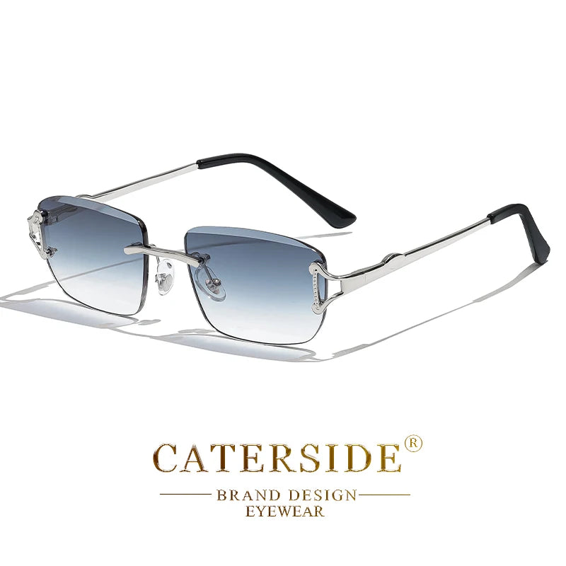 CATERSIDE New Retro Rimless Sunglasses Men's Rectangular Personalized Brand Design Sun Glasses Women Party Festival Eyewear Gift