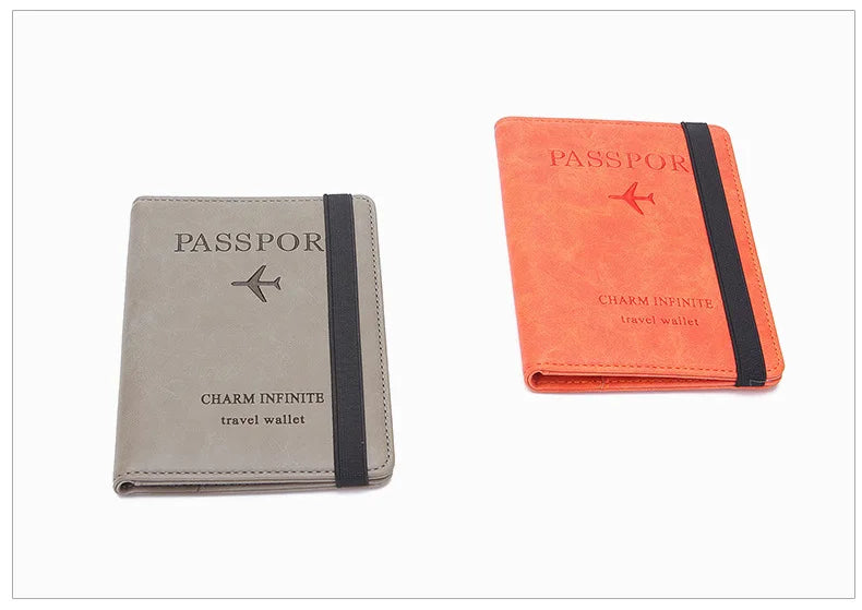Women Men Travel Passport Holdr Cover Case RFID PU Leather Card ID Secure Wallet