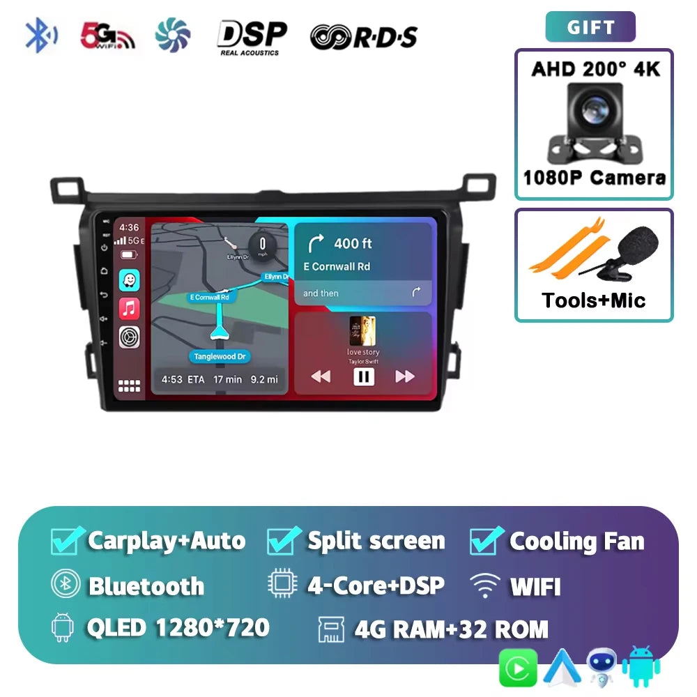 WIFI 4G Car Radio For Toyota RAV4 2013 2014 2015 2016 2017 2018 2019 XA40 RHD Android 15 Auto Wireless Carplay Car Multimedia DI