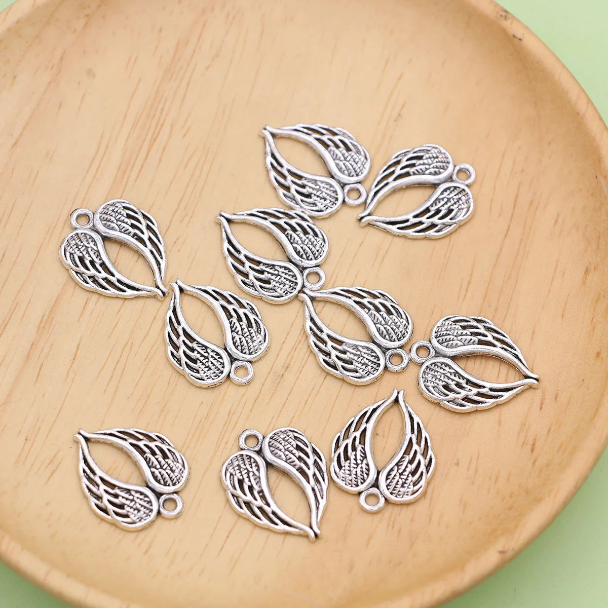 10pcs Silver Color Heart Wing Charms Pendants for Jewelry Making Drop Earrings Necklaces Bracelets DIY Crafts Accessories