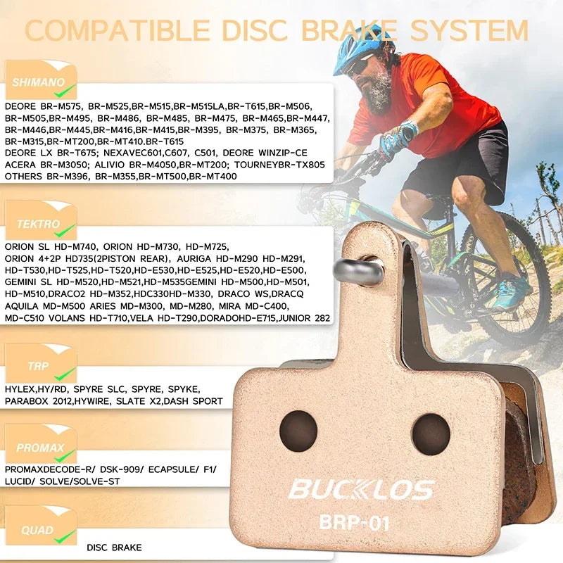 BUCKLOS Bicycle Disc Brake Pads for Shimano B01S/B03S/B05S-RX Sintered-Metal Mtb Bike Hydraulic Brake Pad Durable Cycling Parts