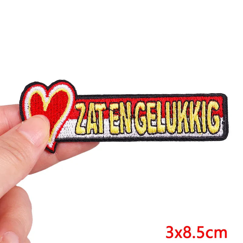 Netherland Oeteldonk Emblem Embroidery Patch Iron On Patches For Clothes DIY Star Heart Carnival For Netherland Embroidery Patch