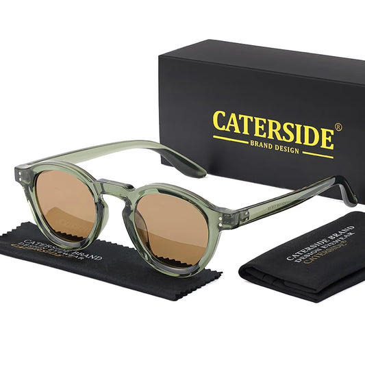 CATERSIDE Round Polarized Sunglasses Men Retro TR90 High-Quality TAC Lenses Sun Glasses Women Driving Fishing Eyewear Travel
