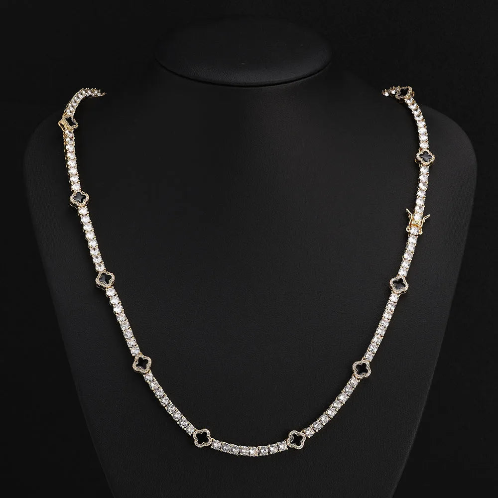 Unisex NY Fashion Design Dainty Tennis Chain Gold/Silver Plated Zircon Necklace