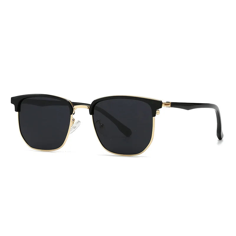 JNPCXI New Polarized Square Metal Men Luxury Sunglasses Fashion Gradient Women Shades UV400 Clear Lens Frame