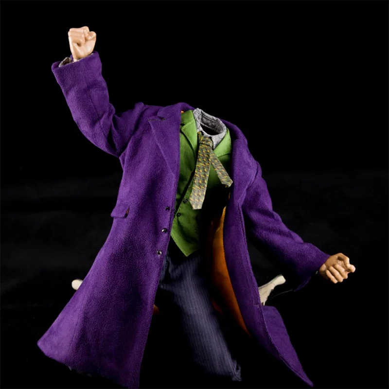 1/6 Joker Heath Ledger Purple Coat Suit Clown Costume Set Model Fit 12'' Soldier