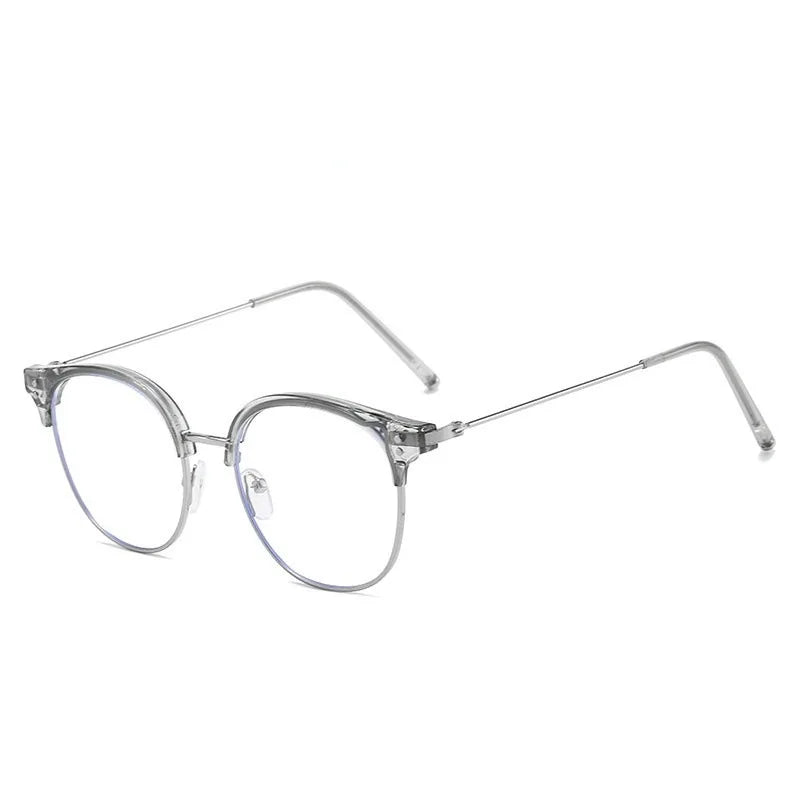 Chic Round Frame Clear Lens Glasses for Women - Slimming Effect, Anti-Blue Light, Fashionable Accessory