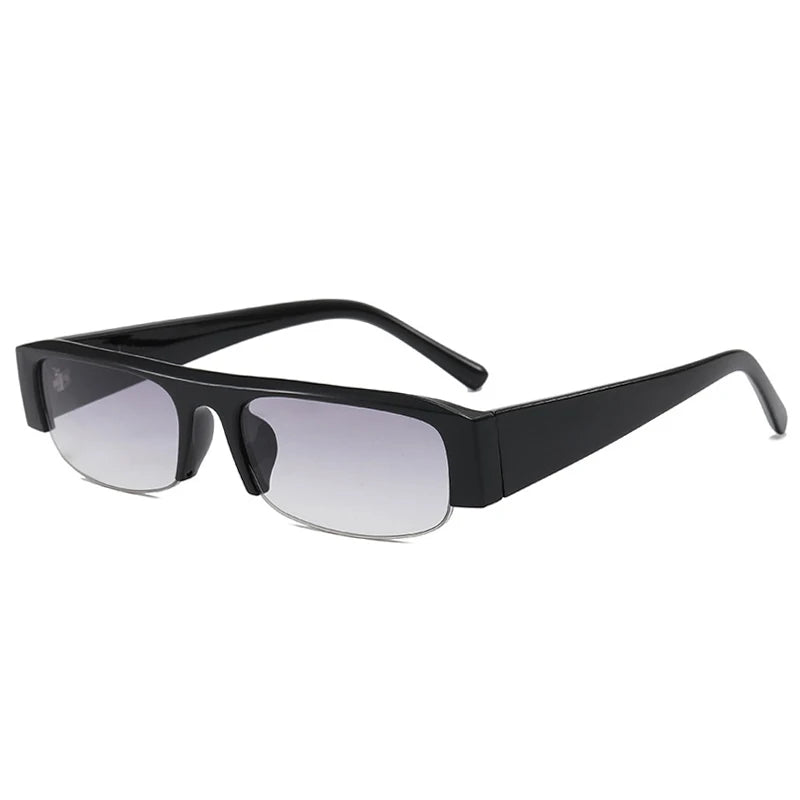 JNPCXI Vintage Small Rectangle Sunglasses Women Shades UV400 Fashion Clear Lens Men Half Frame Eyewear