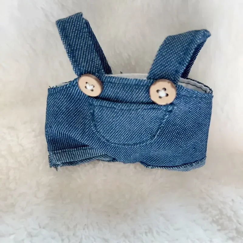 Hot Labubu Doll Clothes Fashion Clothes Lapel T-shirt Jeans For 17cm Doll Clothes Dolls Accessories Cute Little Clothes