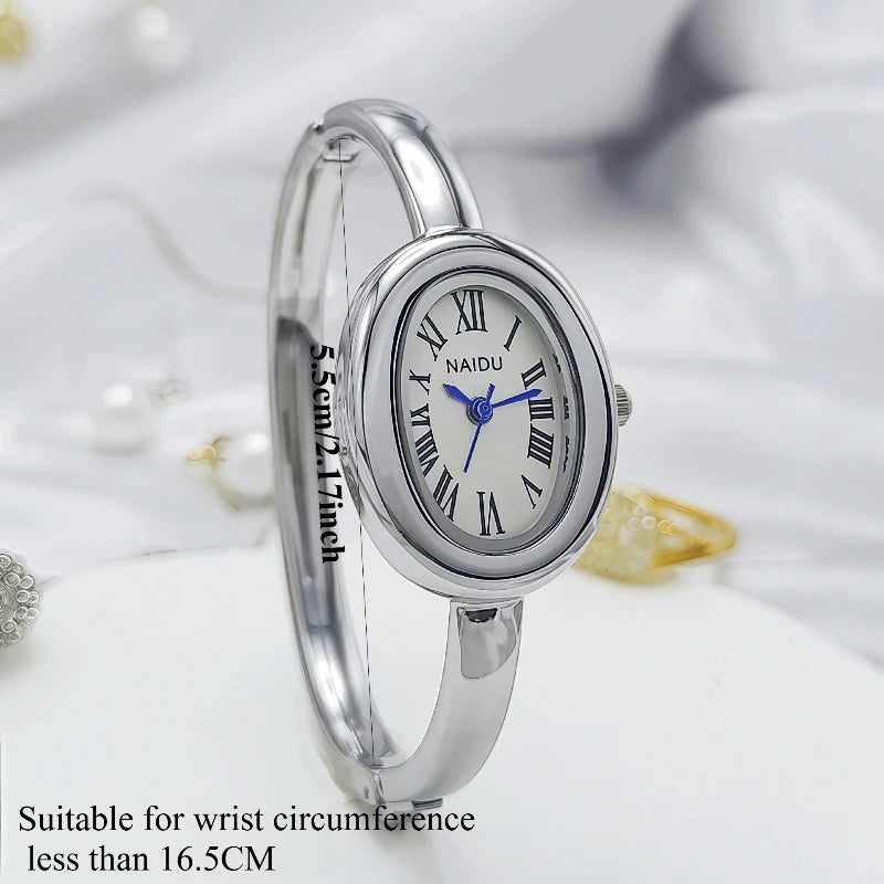 Fashion Women Mid Ancient Style Oval Dial Small Watch Adjustable Steel Strap Quartz Wristwatch Relogio Feminino Dropshipping