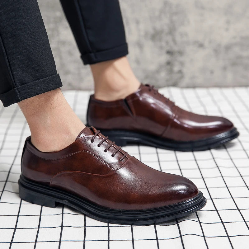 Classic Oxfords Shoes Men Retro Casual Business Social Leather Shoes For Men Office Wedding Leather Shoes Men's Dress Shoes