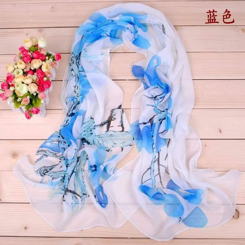 New Fashion Ink Painting Women's Chiffon Printing Long Scarves Wholesale Spring and Summer Yiwu Manufacturer's Small Scarves
