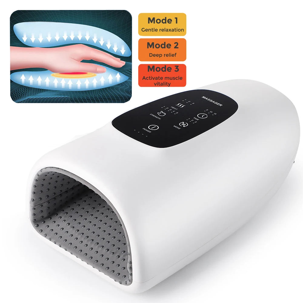 360° Air Pressure Hand Massager 5 Levels 3 Modes Airbag Shiatsu Kneading Palm Wrist Fingers Acupoint Hot Compress Hand Massager