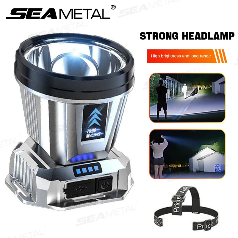 Ultra-Bright Head-Mounted w/ Light Emergency Led Flashlight Fishing Lamp USB