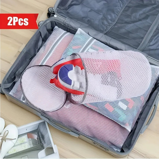 2pcs Shoes Mesh Laundry Bag Machine Wash Clothes Shoes Protective Bag, for University Dormitory Durable Washing Bags