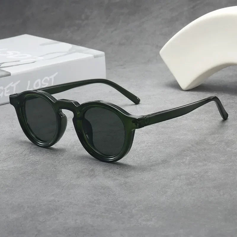 JNPCXI New Round Sunglasses Women Men Punk Shades Retro Trending Sun Glasses Clear Lens Frame UV400 Female