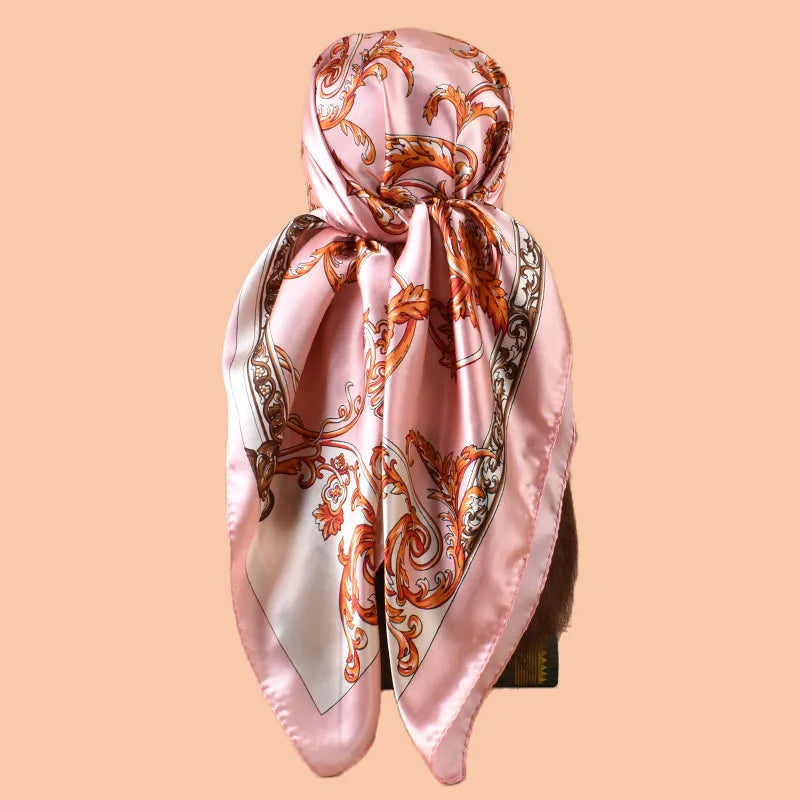 1PC Women's Fashion Satin Square Scarf 90x90inch Multi-use Beach Headscarf Hair Towel Party Accessory Top Quality