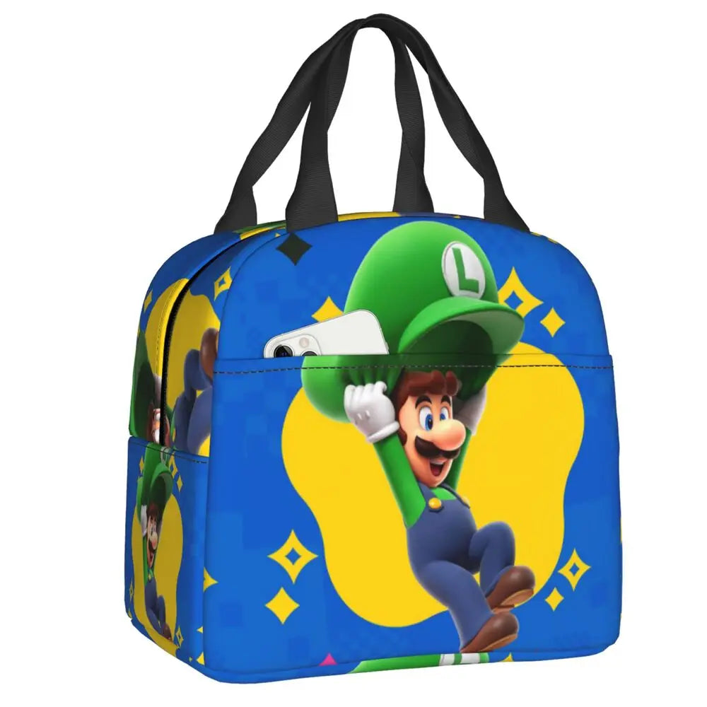 Custom Mario Super Bros Insulated Lunch Bag Reusable Thermal Cooler Lunch Box M3