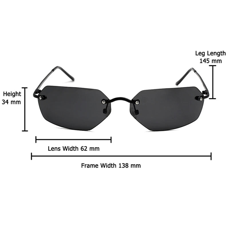 CATERSIDE Polarized Rimless Sunglasses Men 100% Titanium Ultralight Polygonal Sun Glasses Woman Cosplay Driving Party Eyewear