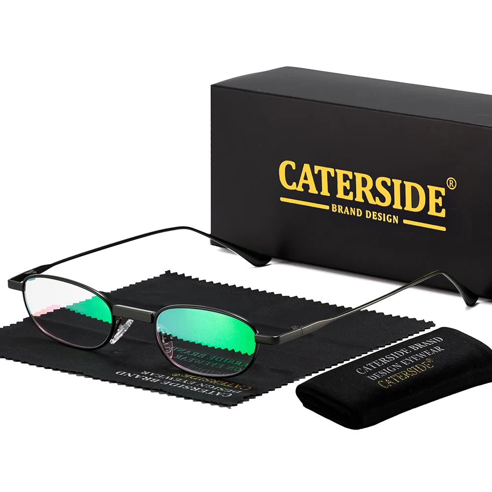 CATERSIDE Men's Hip Hop Sunglasses Premium Metal Small Frame Women's Travel Business Party Holiday Gift Decorative Glasses UV400
