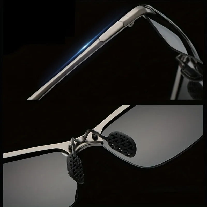 Color Changing Polarized Fashionable Glasses for Men and Women Retro Metal Half Frame