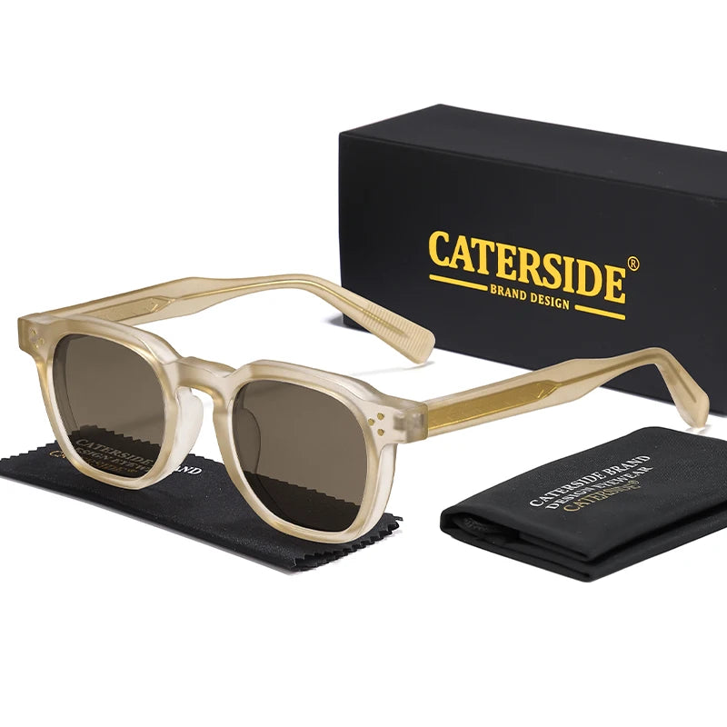 CATERSIDE New Square Men's Sunglasses Personalized Temple Tips Design Sun Glasses Women's Travel Party Eyewear Festival Gift