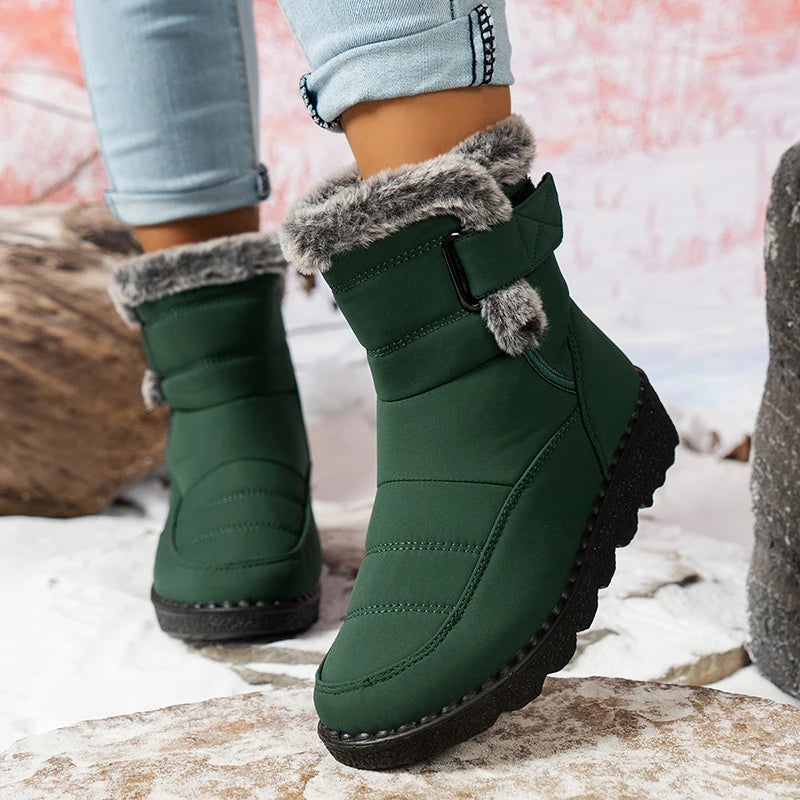 Plus Size 45 Waterproof Non Slip Snow Boots Women Warm Thicken Plush Platform Winter Boots Woman Faux Fur Ankle Botas Couples