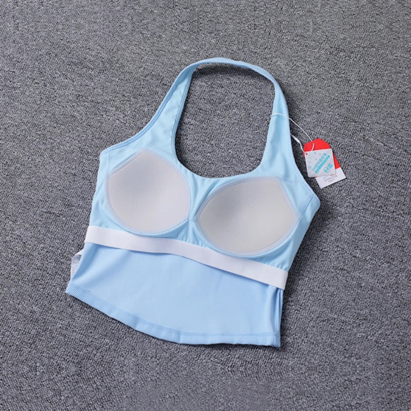 Yoga Fitness Sports Bra Sexy Back Super Soft Yoga Top Backless Padded Workout Gym Bra Solid Color Active Wear