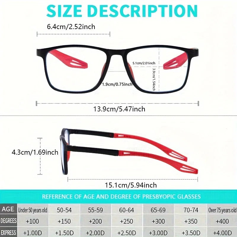3PACK Men's Fashionable Casual Sports Style Presbyopia Glasses Suitable for Daily Reading+1.0X TO+4.0X
