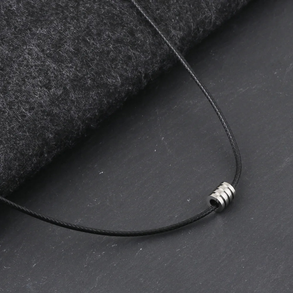 Thin Leather Necklace for Men Boys,Cool Genuine Leather Collar with Stainless Steel Tube,Punk Hip Hop Jewelry Gifts