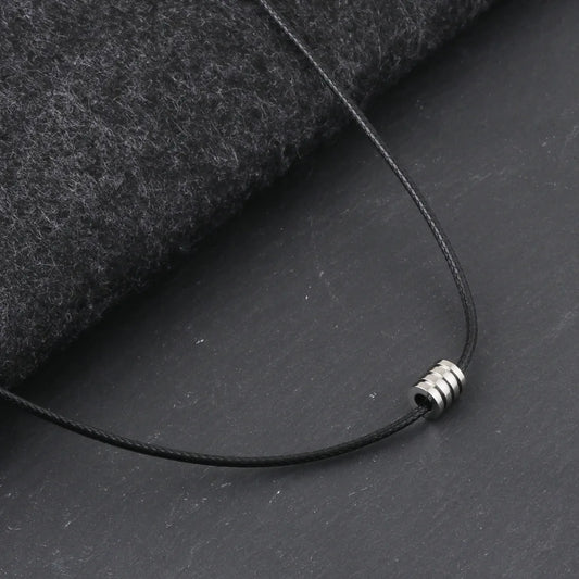 Thin Leather Necklace for Men Boys,Cool Genuine Leather Collar with Stainless Steel Tube,Punk Hip Hop Jewelry Gifts