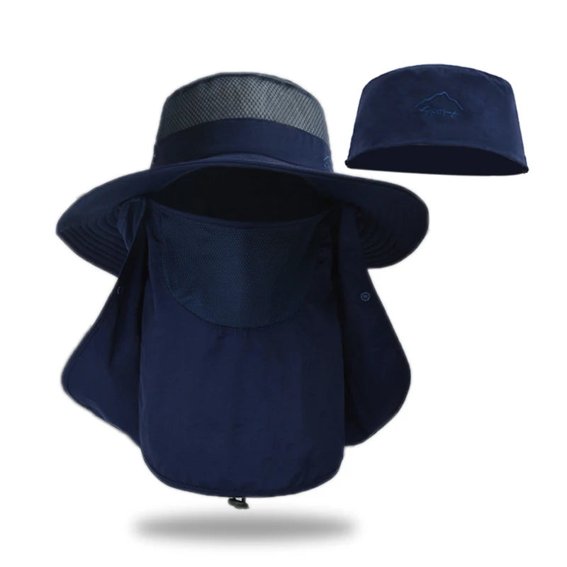 Xinbaoguan 100% Nylon 9216 Men's and Women's Summer Outdoor Face Covering and Sunscreen Fishing Hat with Large brim Sunshade Hat
