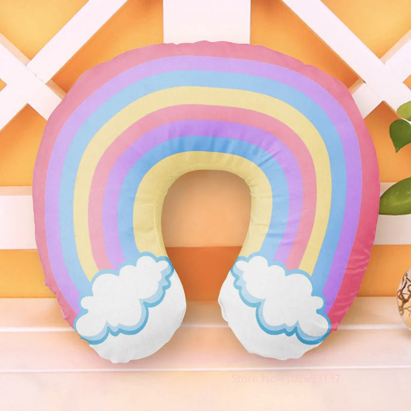 Cute Cartoon Travel Neck Pillow U-Shaped Panda Rainbow Cloud Inflatable Cushion