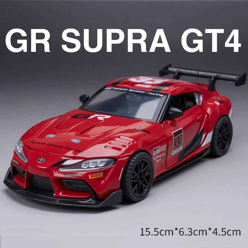 1:32 Scale 911 Targe Supra GT4 Miniature Model Alloy Diecast Toys Car Doors Opened with Sound Light Sportscar Gift That Boy Love