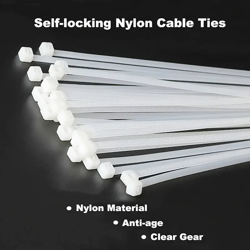 100Pcs Nylon Cable Ties Self-locking Cord Ties Straps Adjustable Cables Fastening Loop Home Office Wire Zip Ties Wholesale