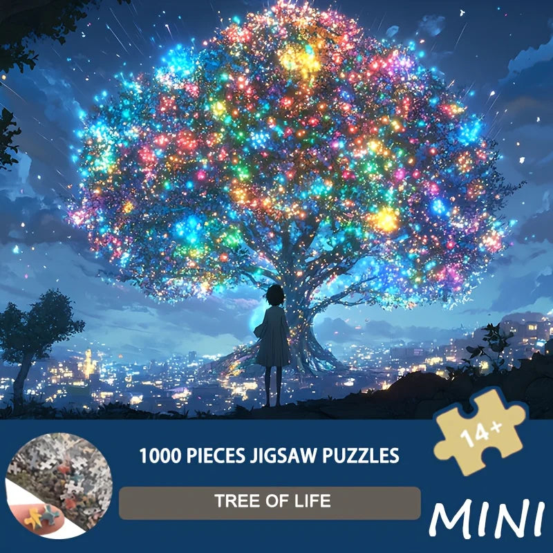 Mini Piece Small Size jigsaw Puzzle 1000 Pieces Tree of Life Art, 38x26cm,  for Home Decor & Spiritual Enthusiasts