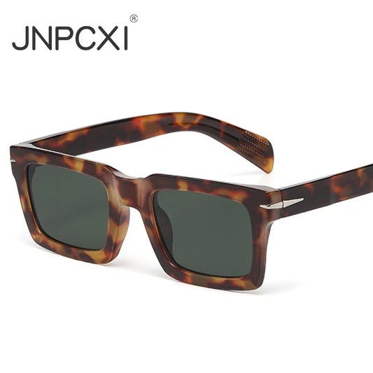 JNPCXI New Square Sunglasses Women Retro Rivets Shades UV400 Clear Lens Frame Sun Glasses