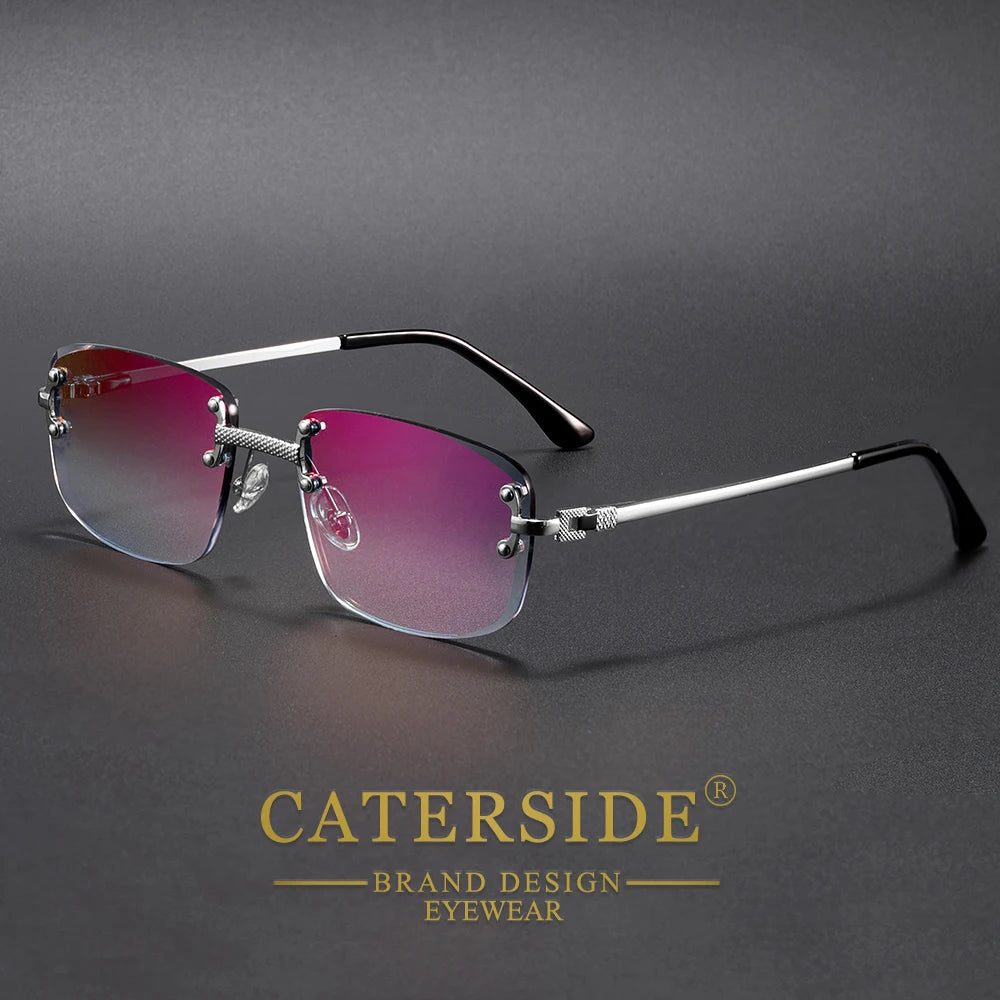 CATERSIDE Fashion Frameless Sunglasses Men Women Luxurious Outdoor Party Sun Glasses Metal Frame Mirror Gradient Lens Eyewear