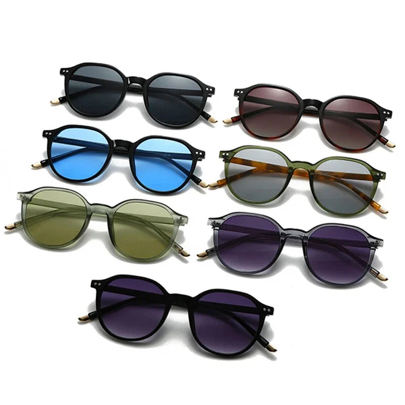 JNPCXI Fashion Round Sunglasses Women Vintage Rivets Punk Men Ins Popular Shades Gradient Sun Glasses UV400