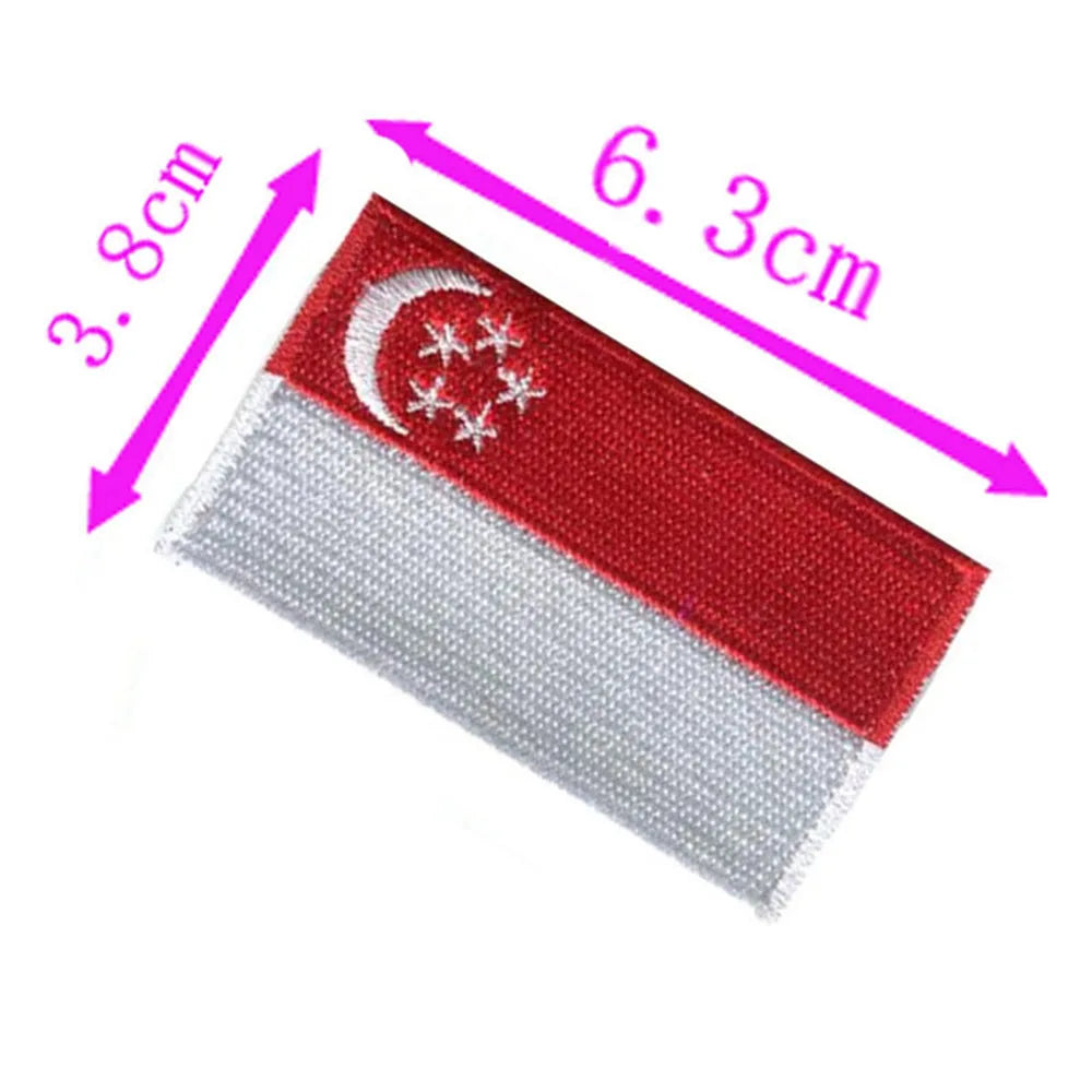 1pc Singapore Country Flag Embroidery Patch 6.3cm Wide High Quality Iron On Sew On Backing/Hot Cut