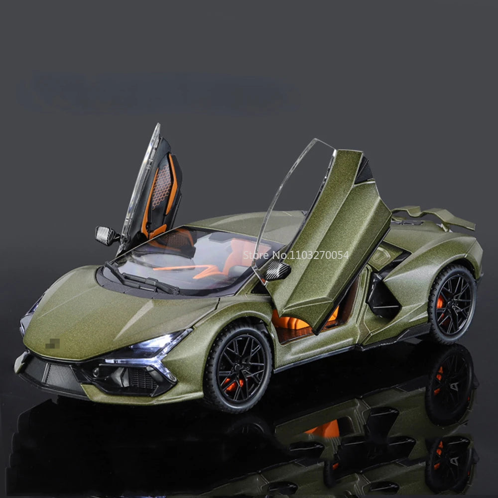 Scale 1/24 Aventador Alloy Diecast Toy Car Model 4 Door Can Opened Rubber Tire Sound Light Full Back vehicle Boy Gift Decoration