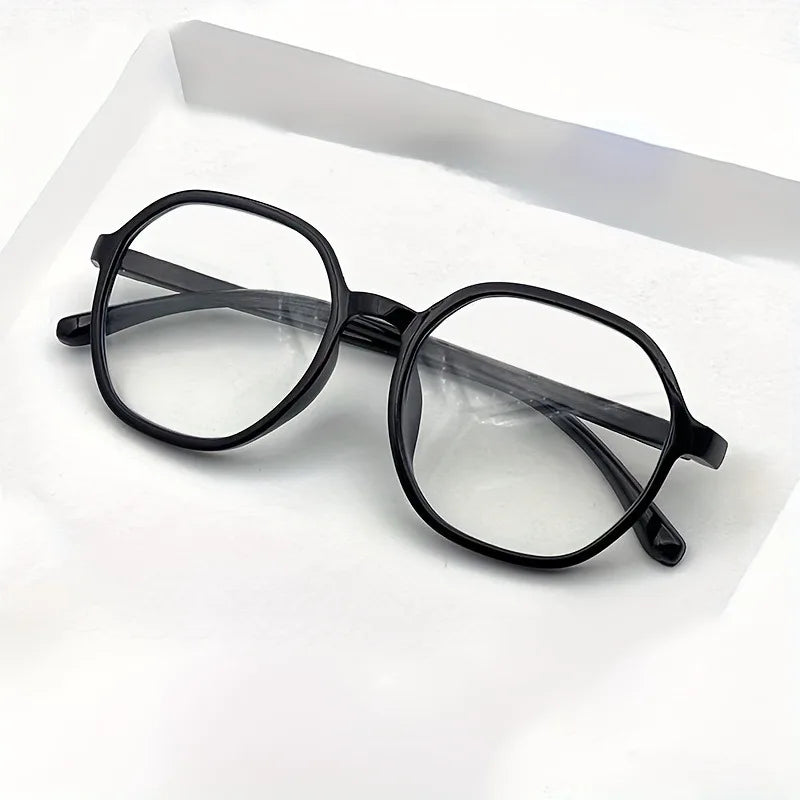 1 Pair of Sleek Anti Aging Reading Glasses Ultra Lightweight Hexagonal Full Frame with Clear AC Lenses for Men  Women