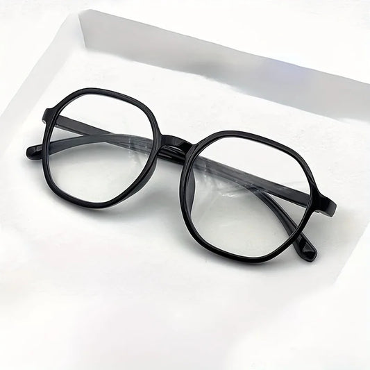 1 Pair of Sleek Anti Aging Reading Glasses Ultra Lightweight Hexagonal Full Frame with Clear AC Lenses for Men  Women