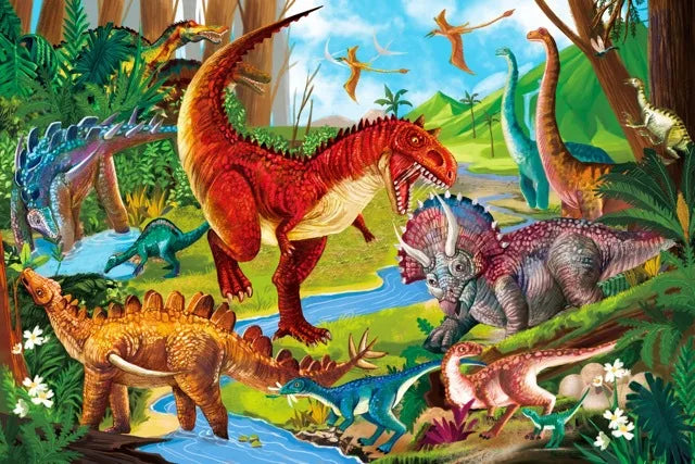 38*25cm 100 Pieces Puzzle Animal Engineering Car Dinosaur Puzzle Children Paper Puzzle Blue Card Benefit Intelligence Toys