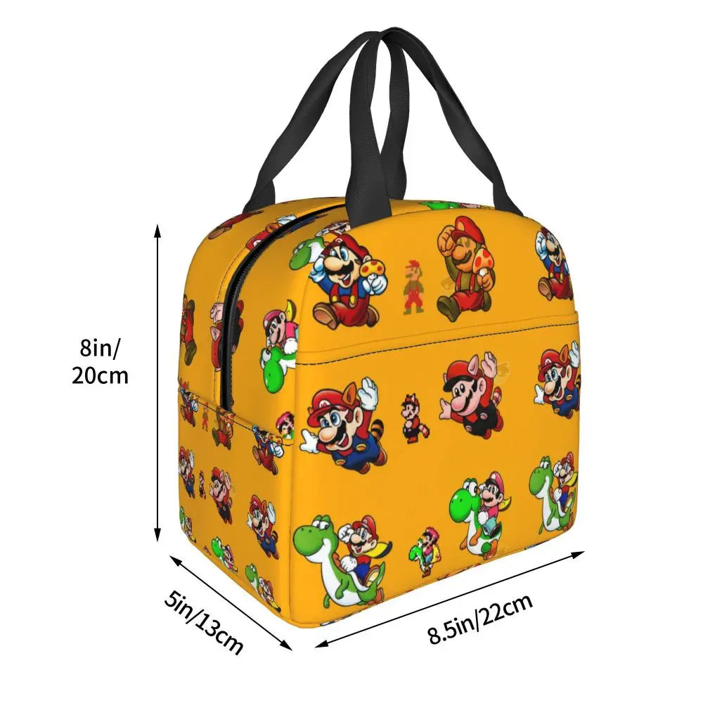 Custom Mario Super Bros Insulated Lunch Bag Reusable Thermal Cooler Lunch Box M6