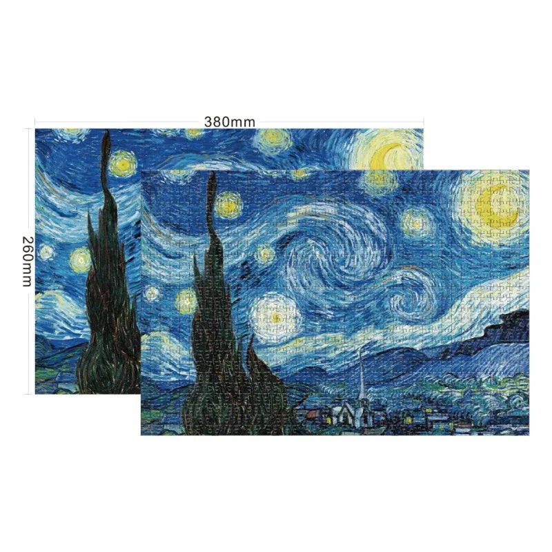 Mini Jigsaw Puzzle 1000 Pieces for Adults Van Gogh The Starry Night Environmentally Friendly Paper Christmas Gift Toy