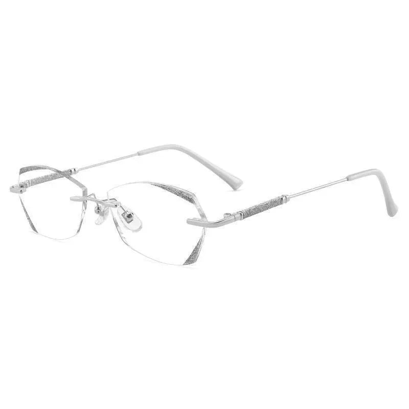 5 Pairs of Combination Set Frameless Reading Glasses with Rhinestone Decoration and Elegant Edge Cutting  Optional 1.0-4.0