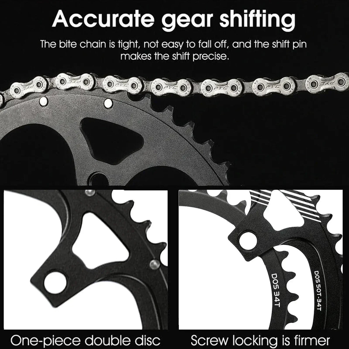 BUCKLOS 5 Bolts 110BCD Road Bike Chainring Lightweight Bicycle Crown 50-34T 52-36T 53-39T for Shimano Sram Crankset