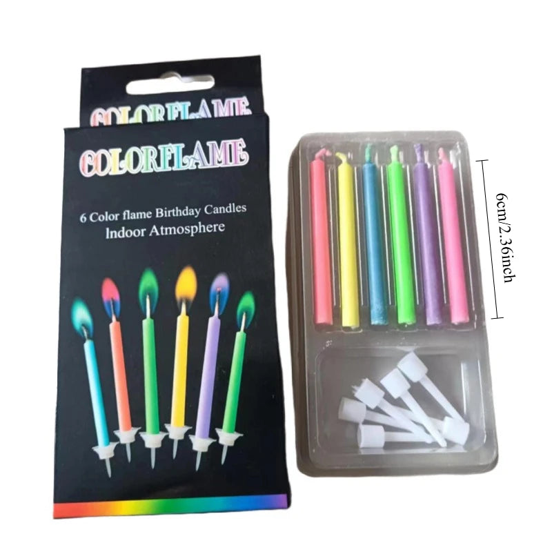 5/6pcs Rainbow Flame Birthday Candles - Creative Cake Toppers for Parties & Desserts