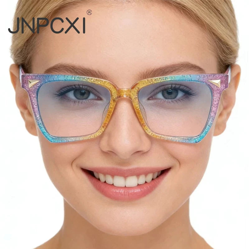 JNPCXI Rainbow Cat Eye Vintage Women Sunglasses Brand Black Round Cool Men Pilot Sun Glasses